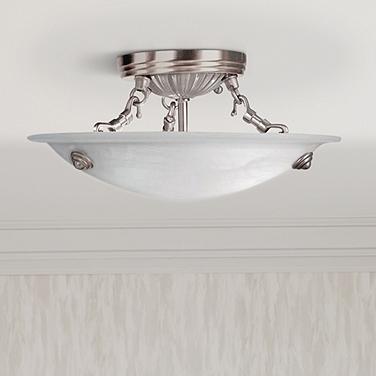 Livex Oasis 12" Wide Brushed Nickel Alabaster Bowl Ceiling Light