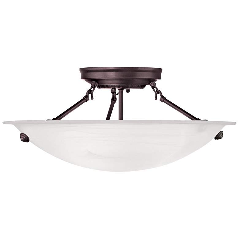 Image 2 Livex Oasis 16" Wide Bronze and Alabaster Bowl Ceiling Light