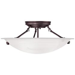 Livex Oasis 16" Wide Bronze and Alabaster Bowl Ceiling Light