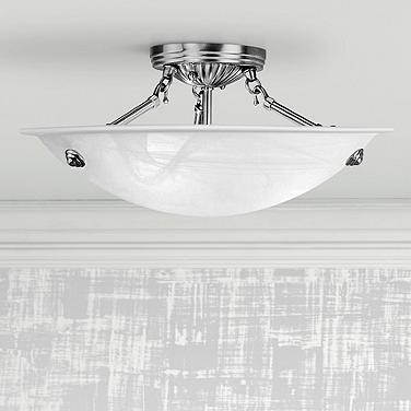Livex Oasis 16" Wide Brushed Nickel and Alabaster Bowl Ceiling Light