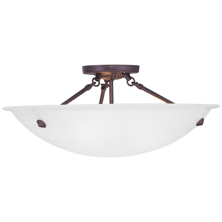 Image 3 Livex Oasis 20" Wide Bronze Steel Alabaster Glass Ceiling Light