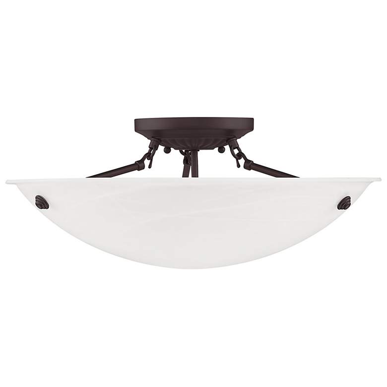 Image 5 Livex Oasis 20" Wide Bronze Steel Alabaster Glass Ceiling Light more views
