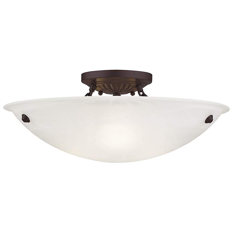 Image 6 Livex Oasis 20" Wide Bronze Steel Alabaster Glass Ceiling Light more views