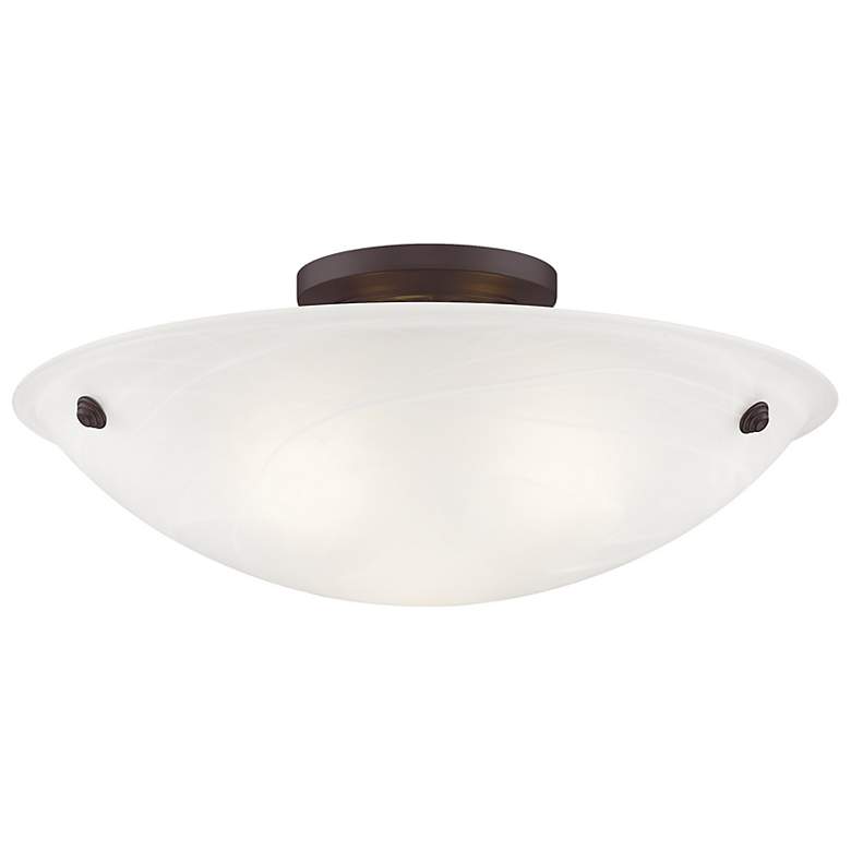 Image 7 Livex Oasis 20" Wide Bronze Steel Alabaster Glass Ceiling Light more views