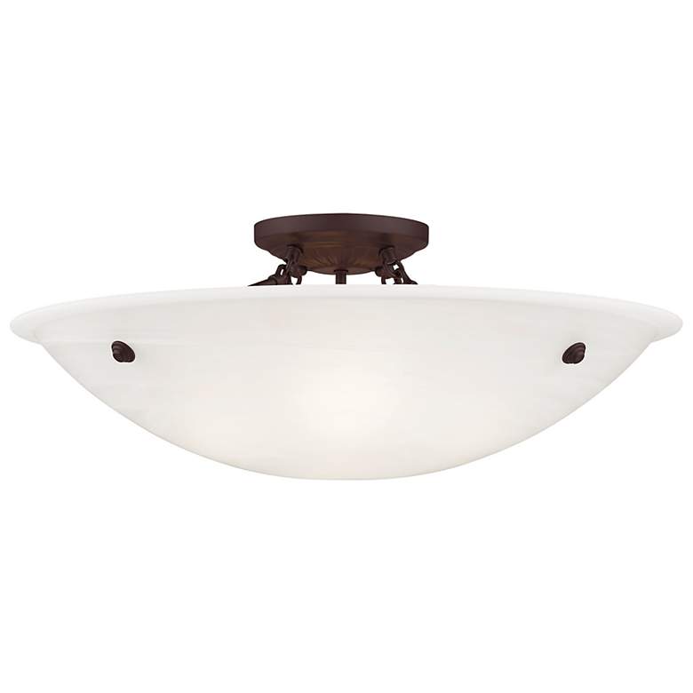 Image 2 Livex Oasis 24" Wide Bronze with White Alabaster Glass Ceiling Light