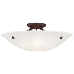 Livex Oasis 24" Wide Bronze with White Alabaster Glass Ceiling Light