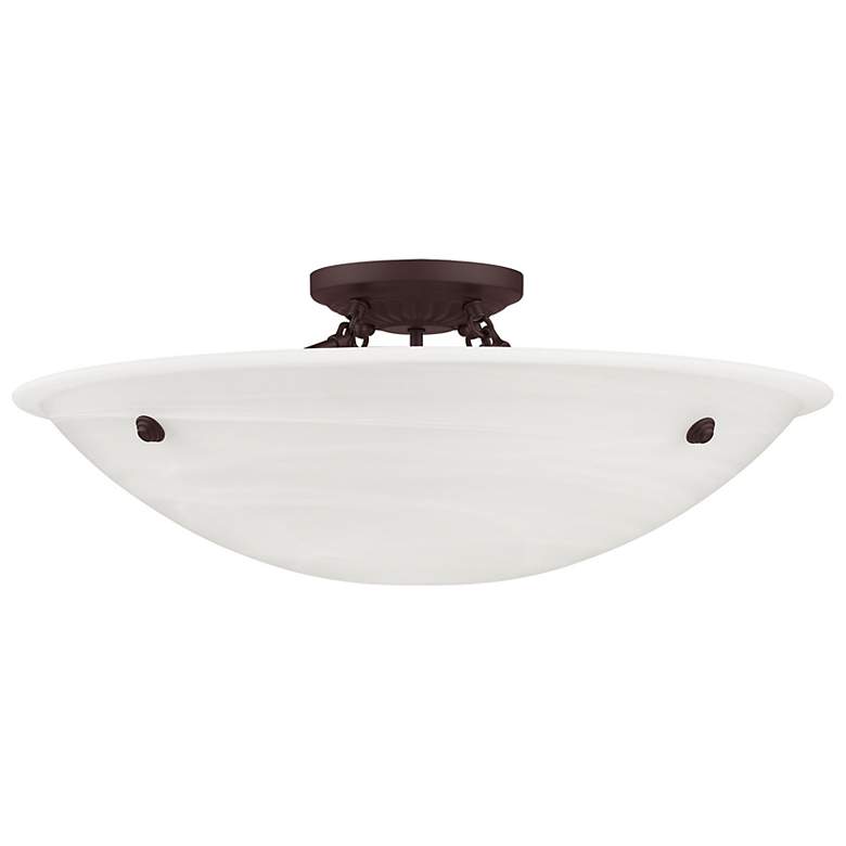 Image 3 Livex Oasis 24" Wide Bronze with White Alabaster Glass Ceiling Light more views