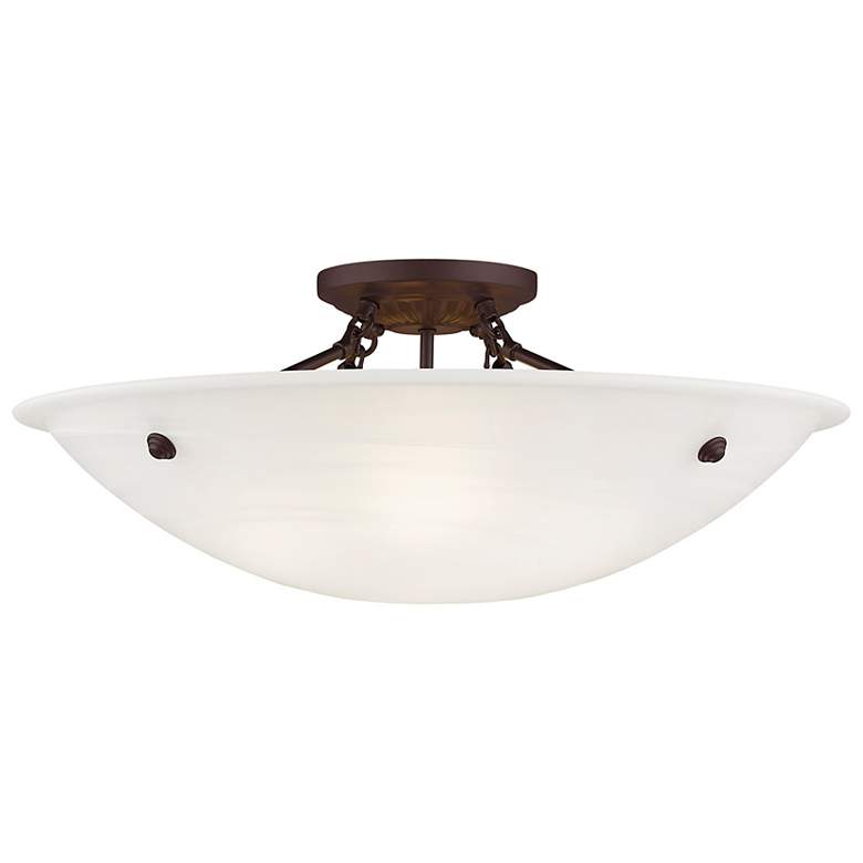 Image 4 Livex Oasis 24" Wide Bronze with White Alabaster Glass Ceiling Light more views
