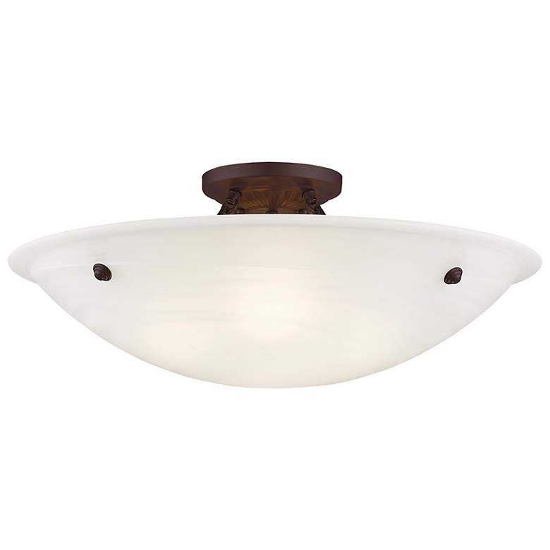 Image 5 Livex Oasis 24" Wide Bronze with White Alabaster Glass Ceiling Light more views