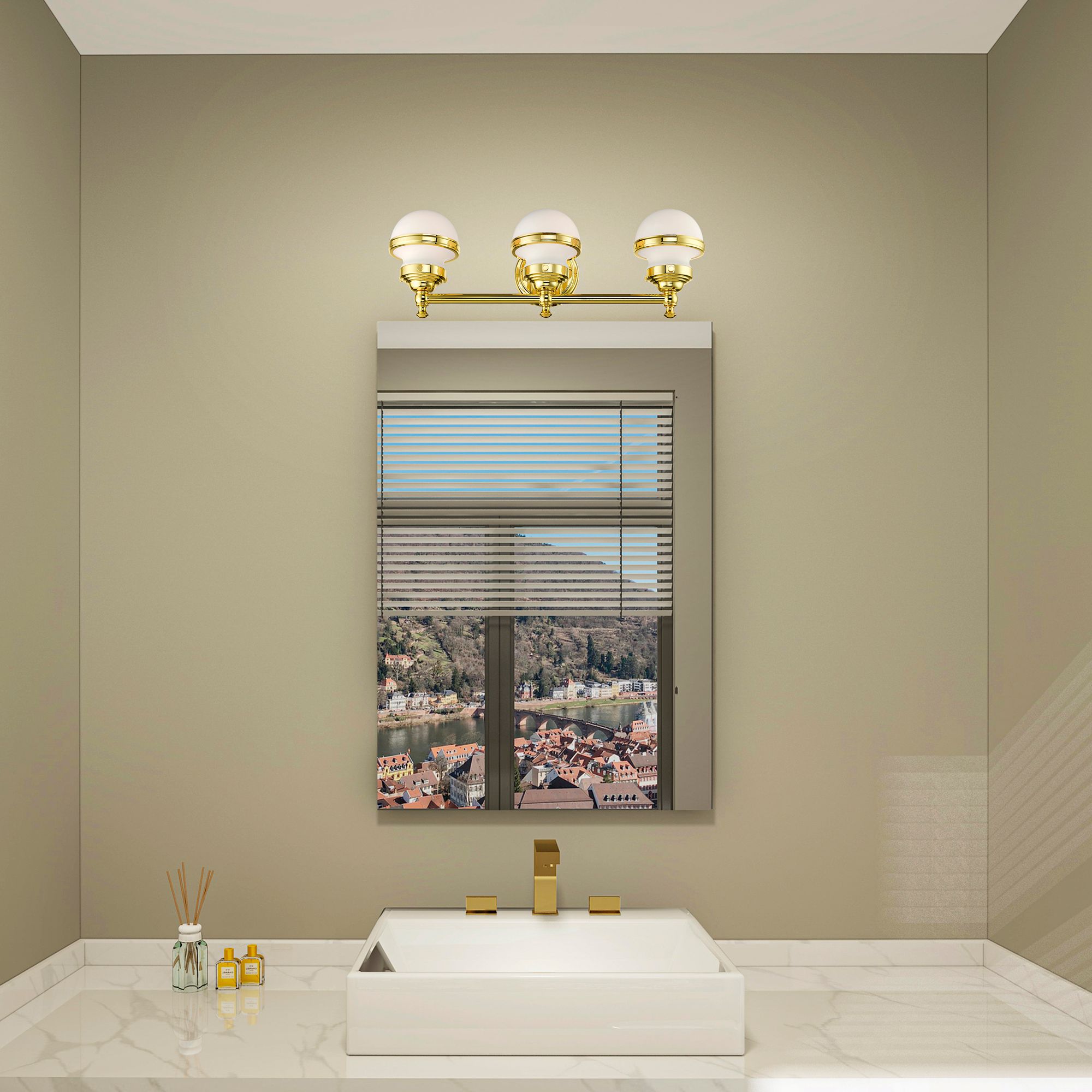 Livex Oldwick 24" Wide Polished Brass 3-Light Bath Light