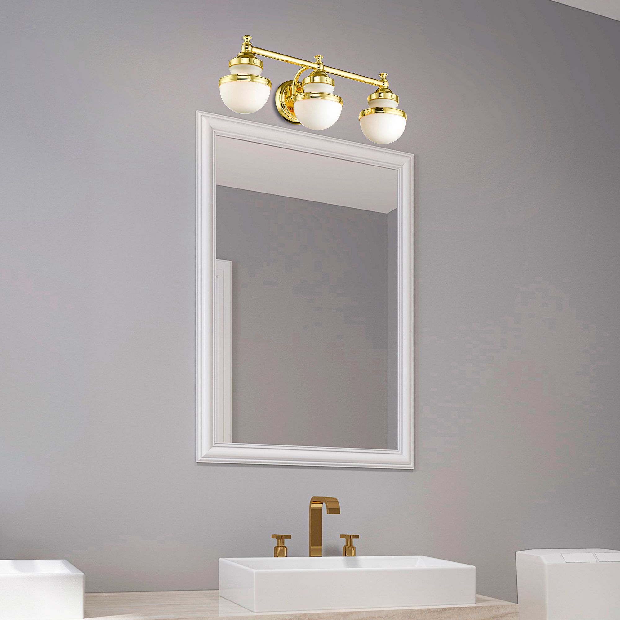 Livex Oldwick 24" Wide Polished Brass 3-Light Bath Light