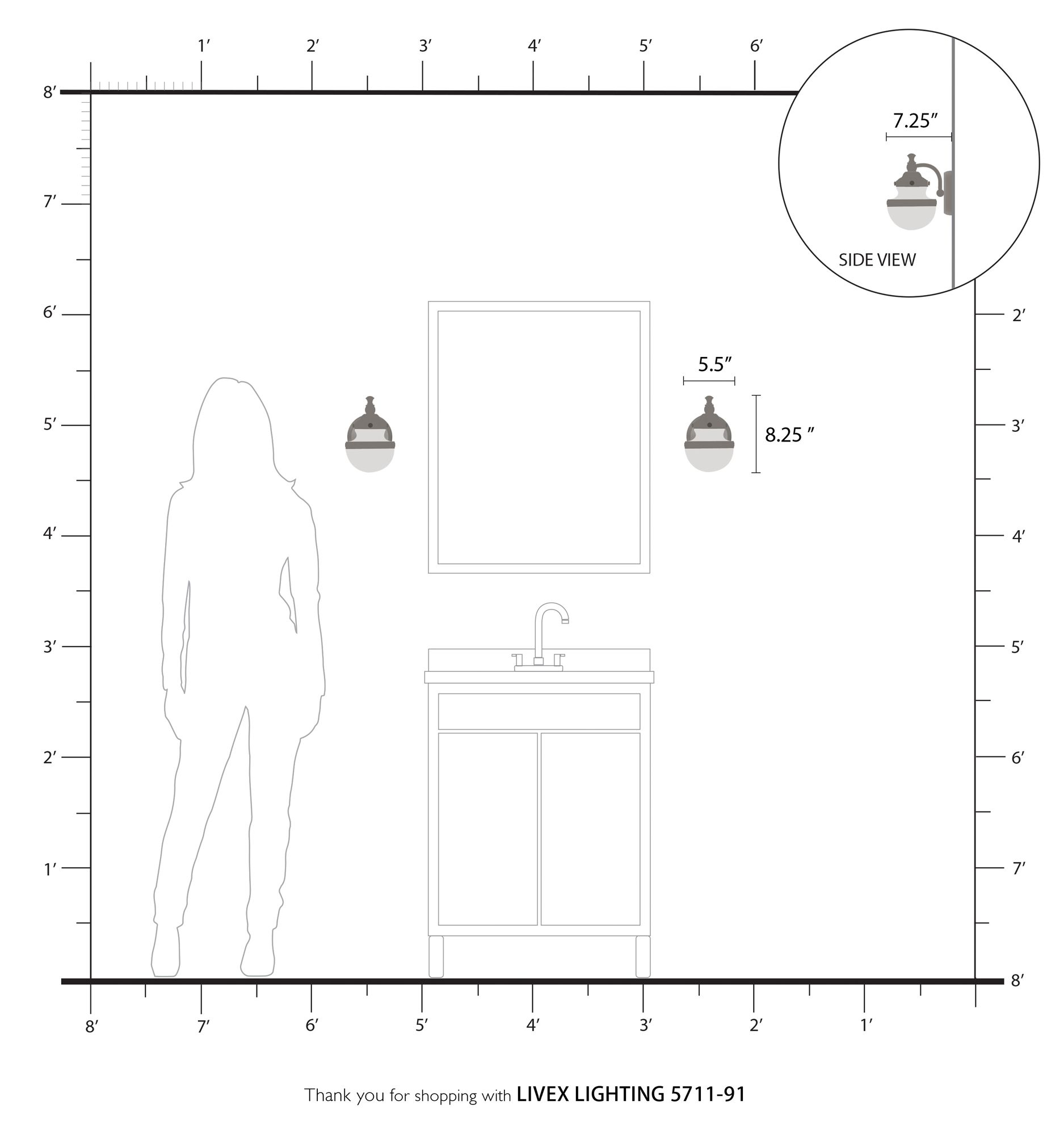 Livex Oldwick 8 1/4" High Brushed Nickel Wall Sconce