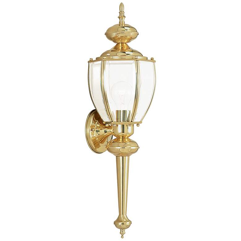 Image 2 Livex Outdoor Basics 25 1/4" High Polished Brass Lantern Wall Light