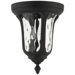 Livex Oxford 13 3/4" High Textured Black Lantern Outdoor Ceiling Light