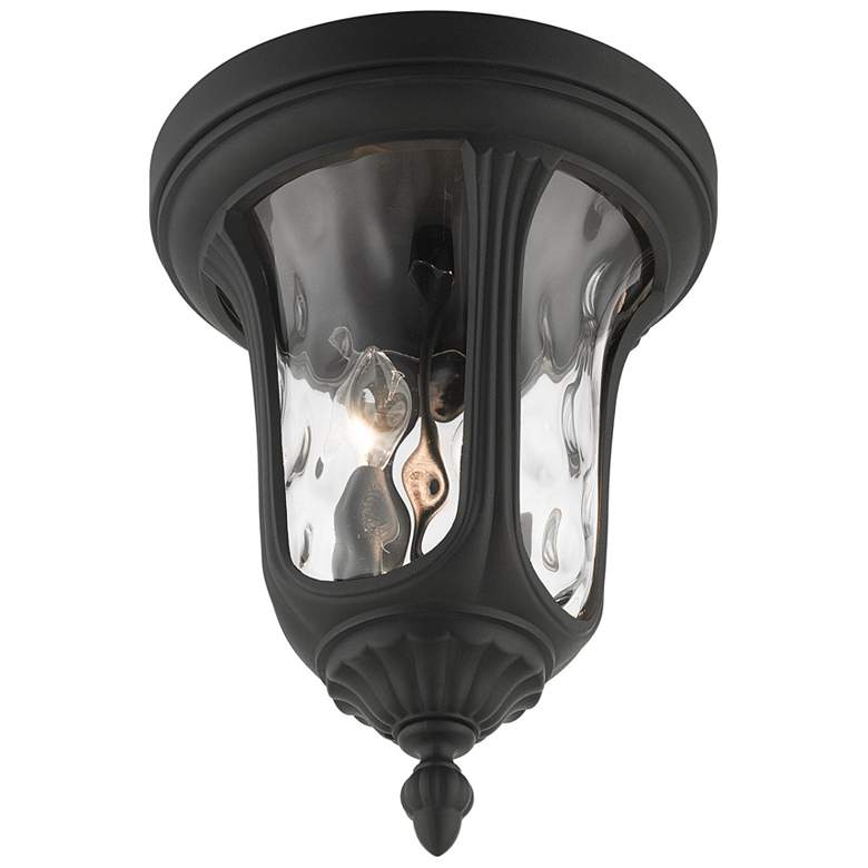 Image 3 Livex Oxford 13 3/4" High Textured Black Lantern Outdoor Ceiling Light more views