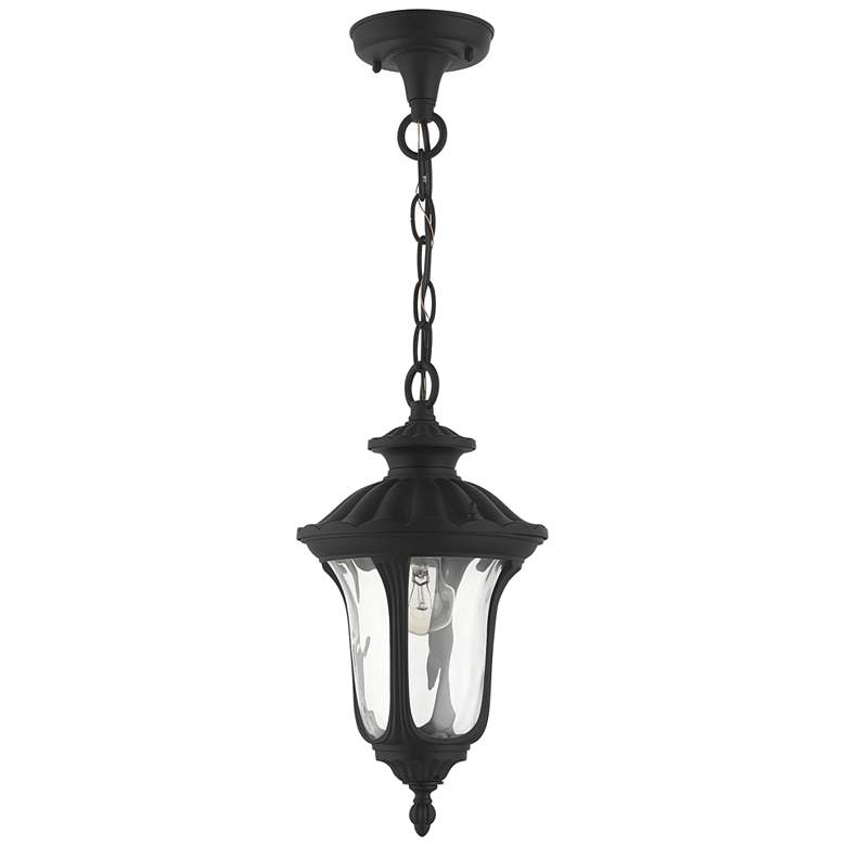 Image 2 Livex Oxford 14" High Textured Black Lantern Outdoor Hanging Light