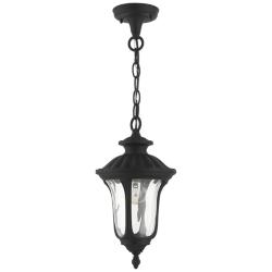 Livex Oxford 14" High Textured Black Lantern Outdoor Hanging Light