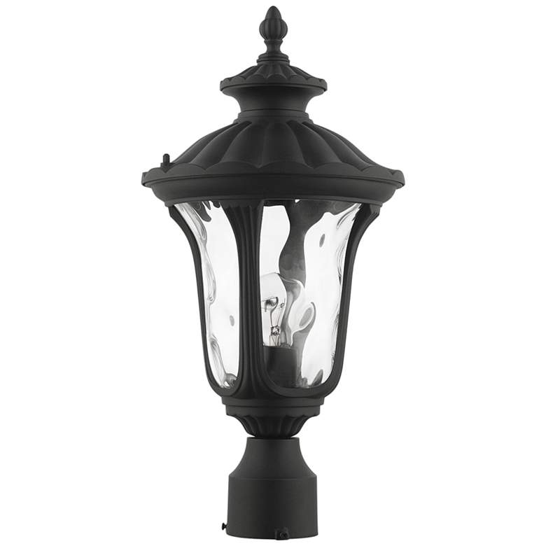 Image 2 Livex Oxford 15 1/2" High Textured Black Lantern Outdoor Post Light