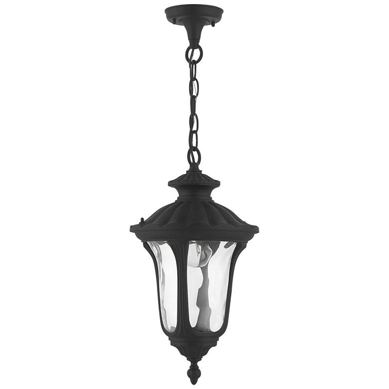 Image 2 Livex Oxford 17 1/2" High Textured Black Lantern Outdoor Hanging Light