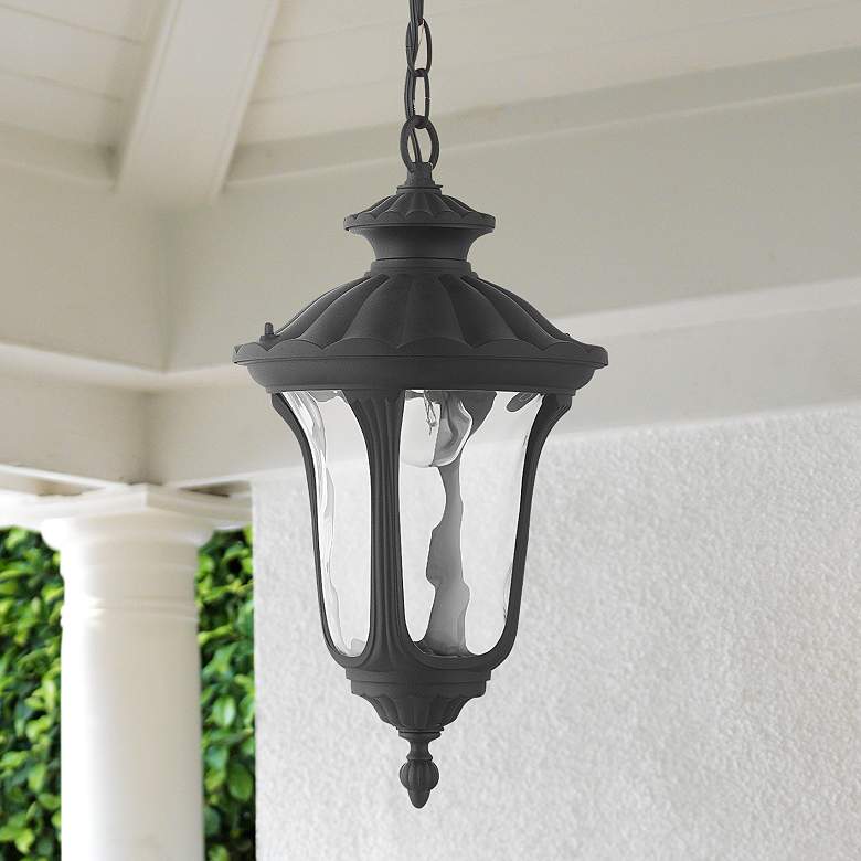 Image 1 Livex Oxford 17 1/2" High Textured Black Lantern Outdoor Hanging Light