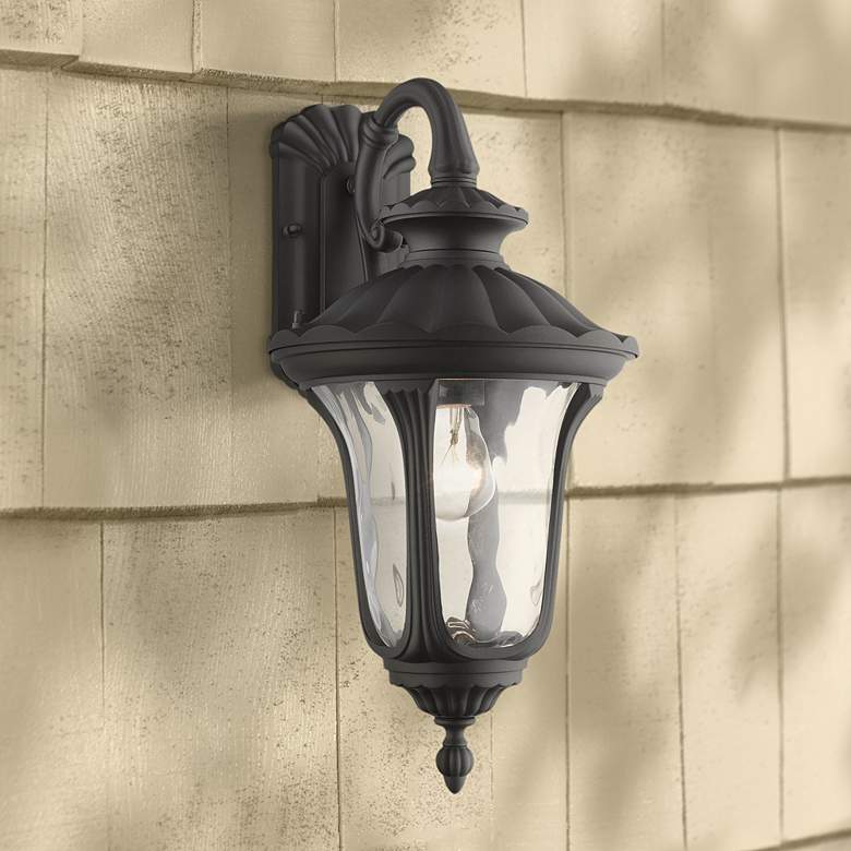 Image 1 Livex Oxford 19" High Black Downward Lantern Outdoor Wall Light