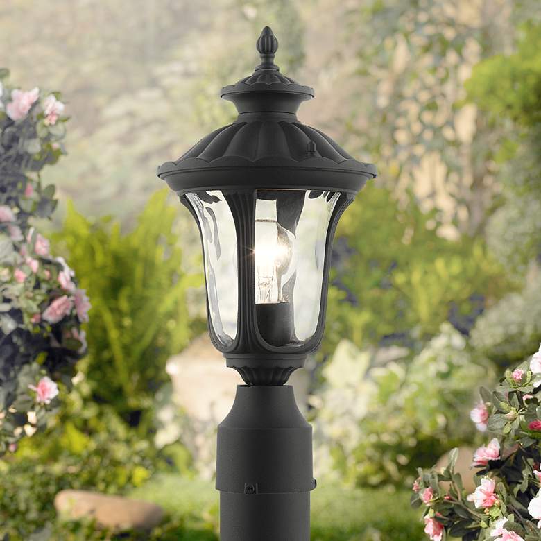 Image 1 Livex Oxford 19" High Textured Black Lantern Outdoor Post Light