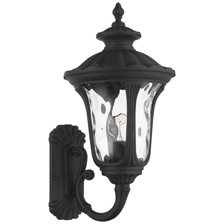 Image 2 Livex Oxford 19" High Textured Black Upward Lantern Outdoor Wall Light