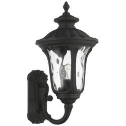 Livex Oxford 19" High Textured Black Upward Lantern Outdoor Wall Light