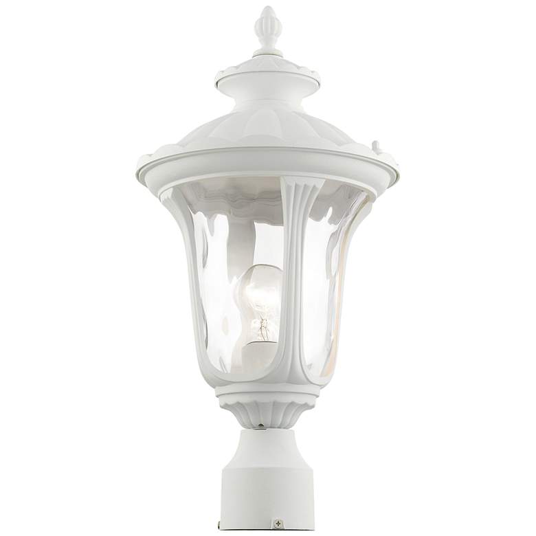 Image 1 Livex Oxford 19" High Textured White Lantern Outdoor Post Light