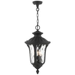 Livex Oxford 20 1/2" High Textured Black Lantern Outdoor Hanging Light