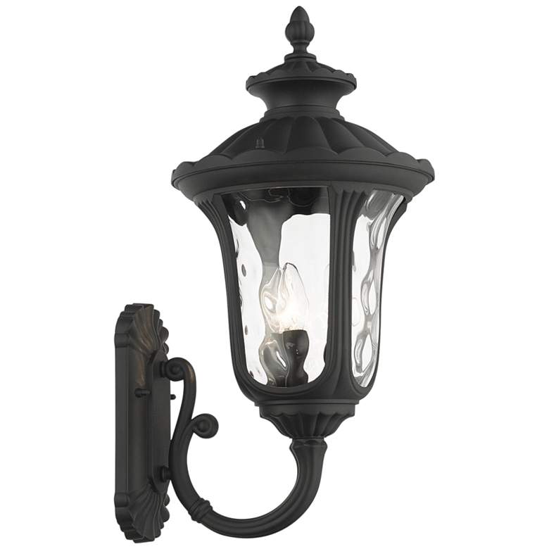 Image 2 Livex Oxford 22" High Textured Black Upward Lantern Outdoor Wall Light