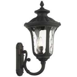 Livex Oxford 22" High Textured Black Upward Lantern Outdoor Wall Light