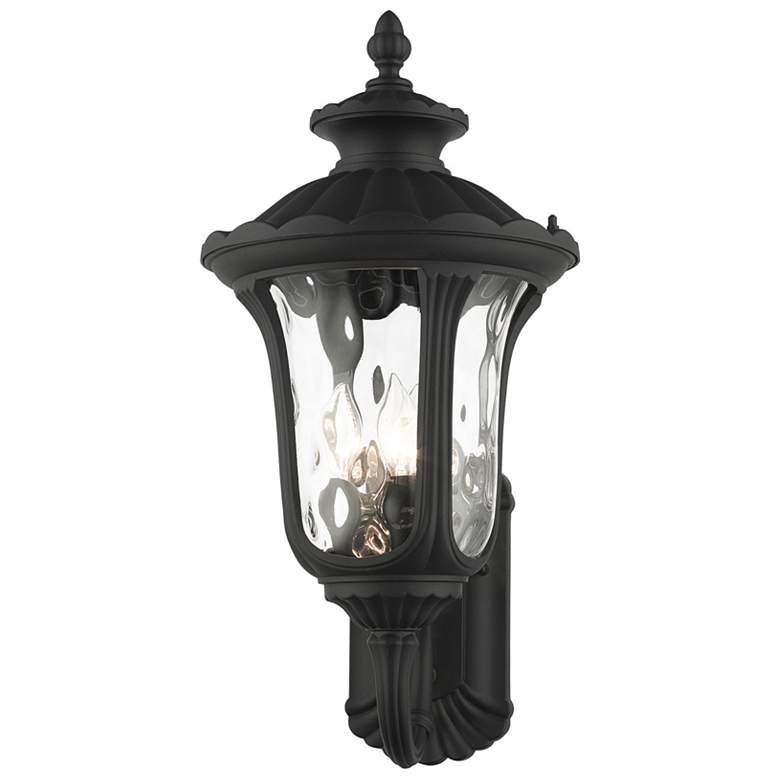 Image 4 Livex Oxford 22" High Textured Black Upward Lantern Outdoor Wall Light more views