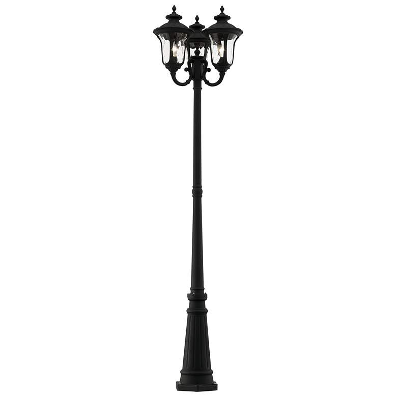 Image 3 Livex Oxford 87" High Textured Black 3-Lantern Outdoor Post Light more views