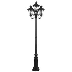 Livex Oxford 93" High Textured Black 4-Lantern Outdoor Post Light