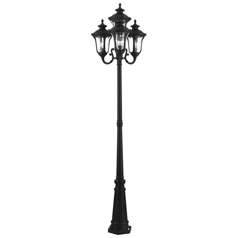 Image 3 Livex Oxford 93" High Textured Black 4-Lantern Outdoor Post Light more views
