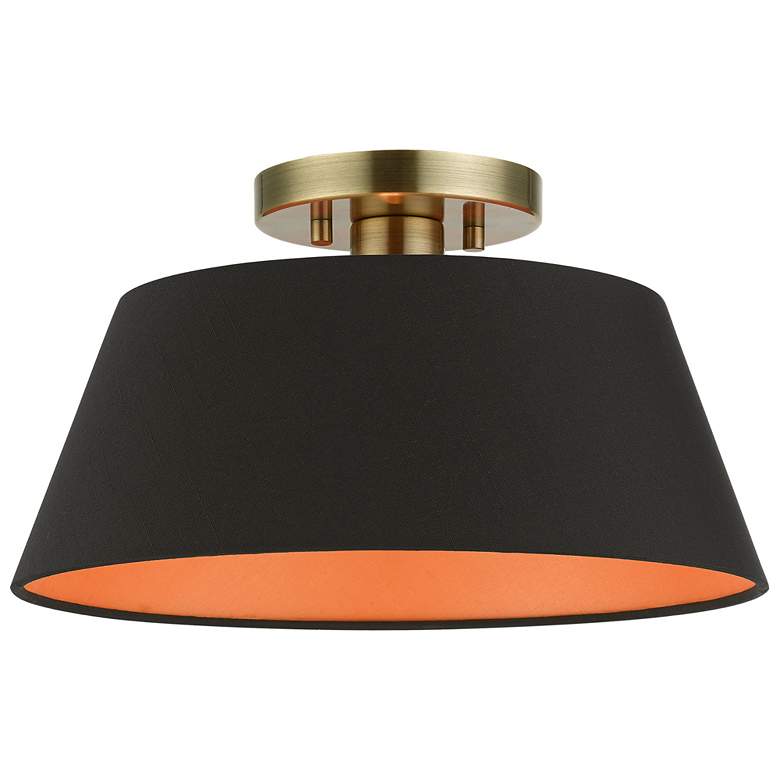 Image 1 Livex Palma 13" Wide Antique Brass Semi-Flush Modern Ceiling Light