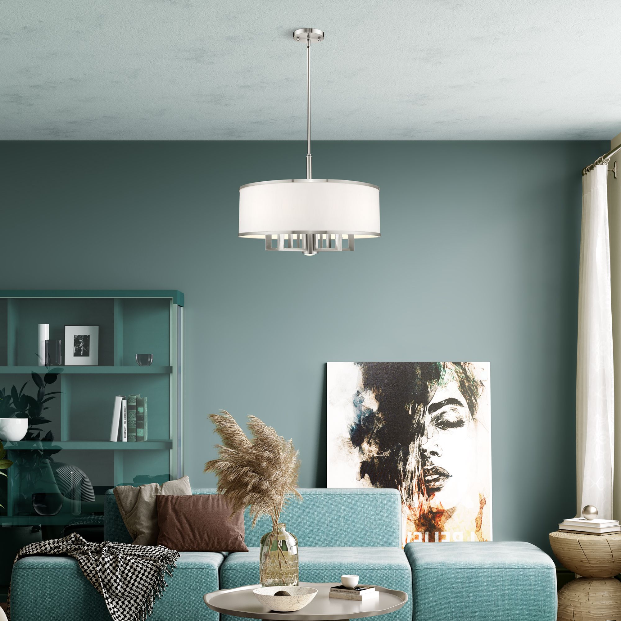 Livex Park Ridge 24" Brushed Nickel Pendant with Downlight