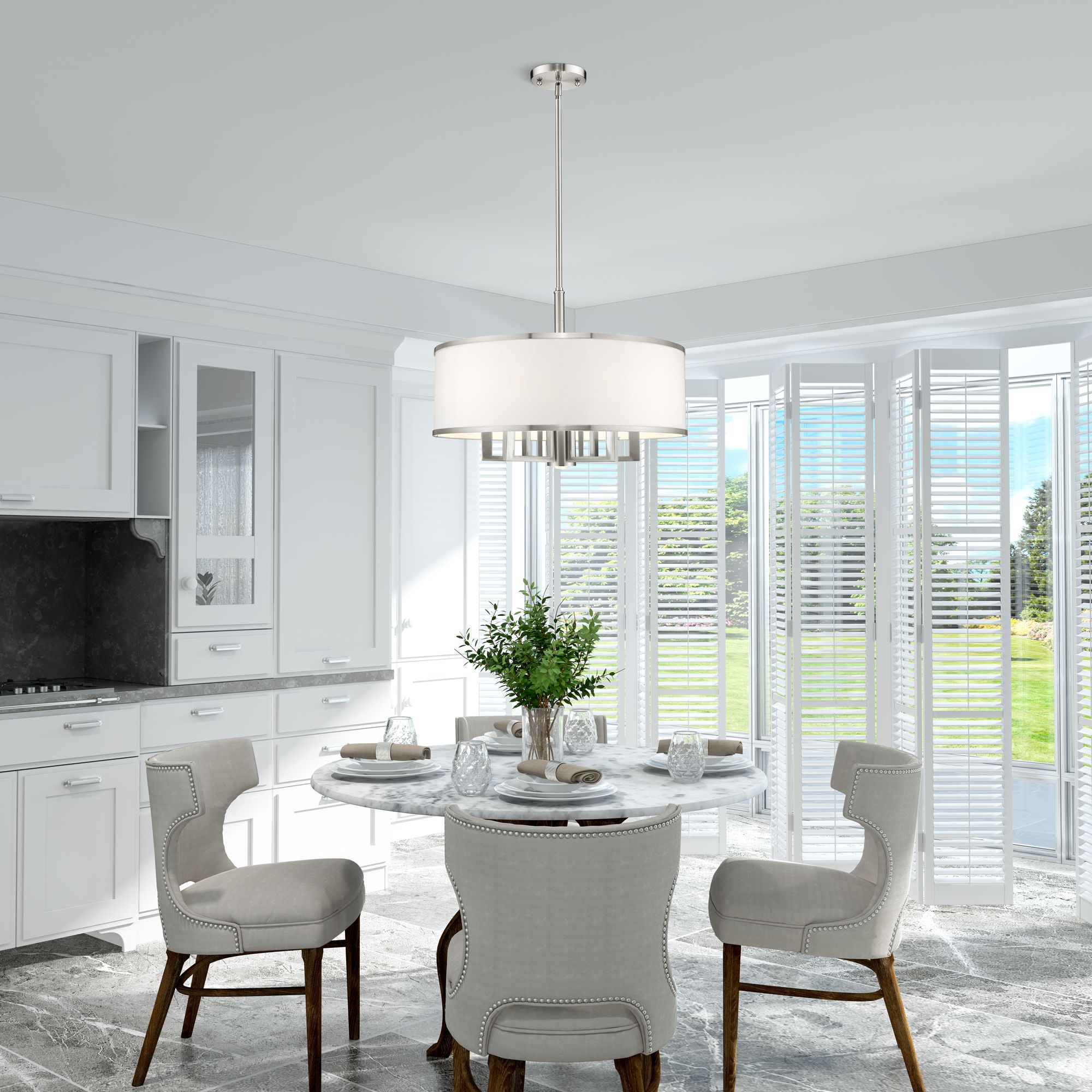 Livex Park Ridge 24" Brushed Nickel Pendant with Downlight