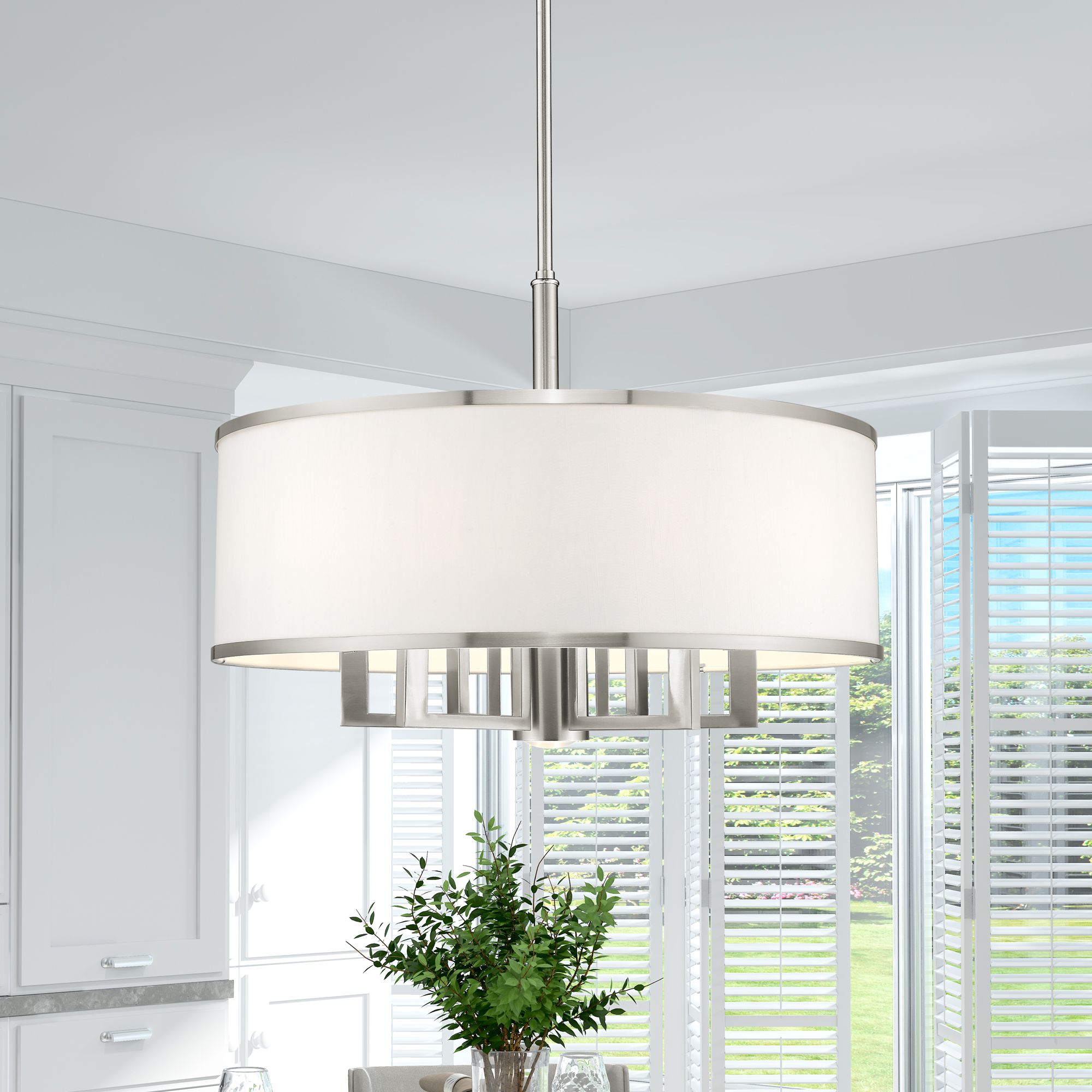 Livex Park Ridge 24" Brushed Nickel Pendant with Downlight