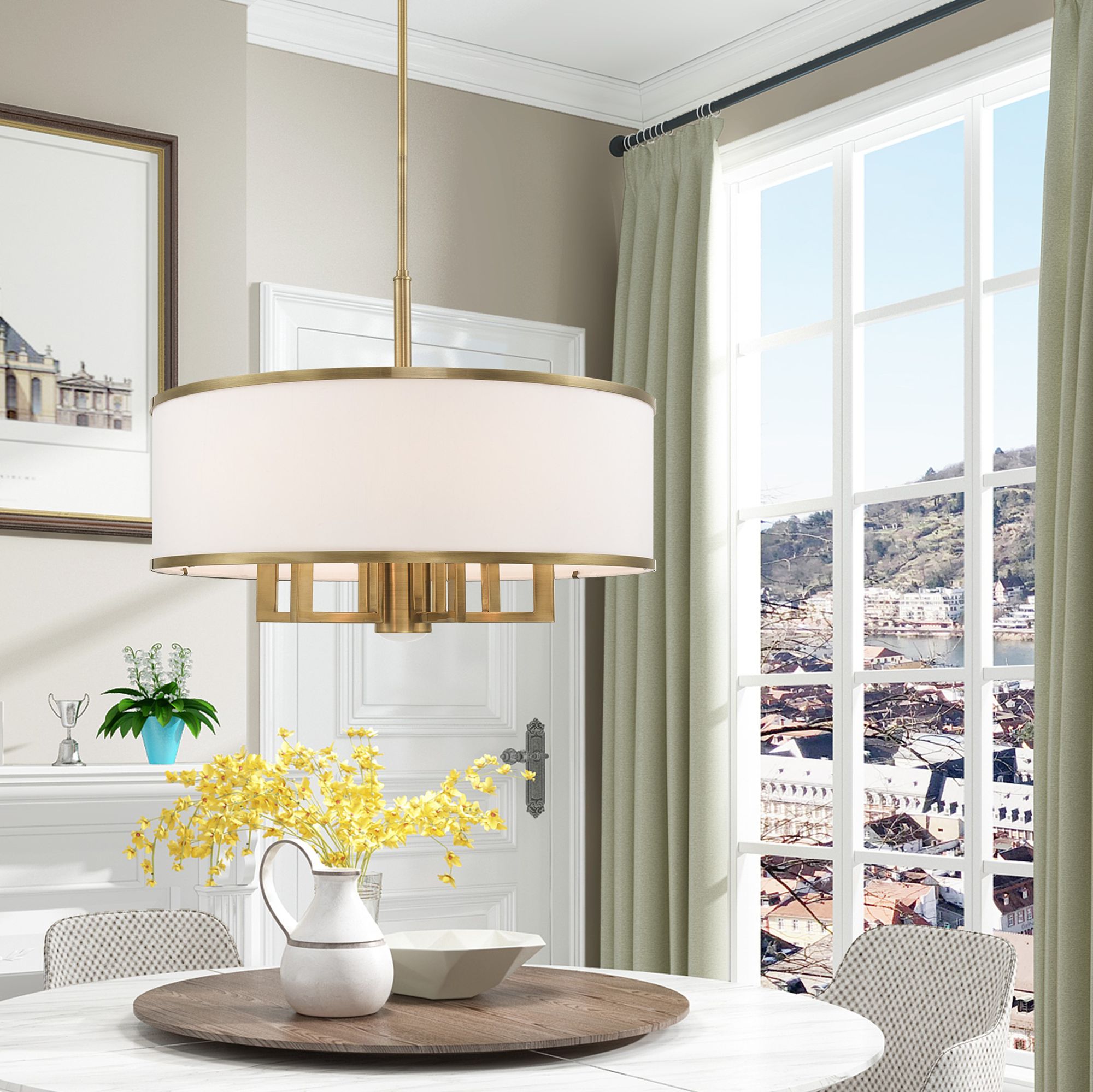 Livex Park Ridge 24" Wide Antique Brass 7-Light Chandelier