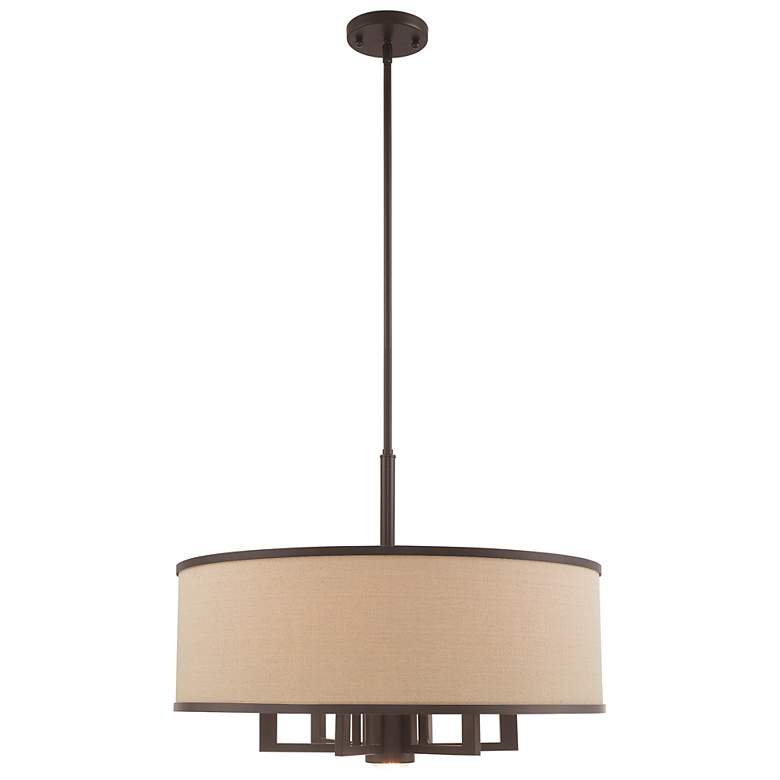 Image 2 Livex Park Ridge 24" Wide Bronze 6-Light Drum Pendant