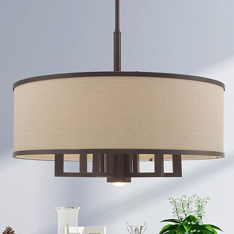 Image 1 Livex Park Ridge 24" Wide Bronze 6-Light Drum Pendant