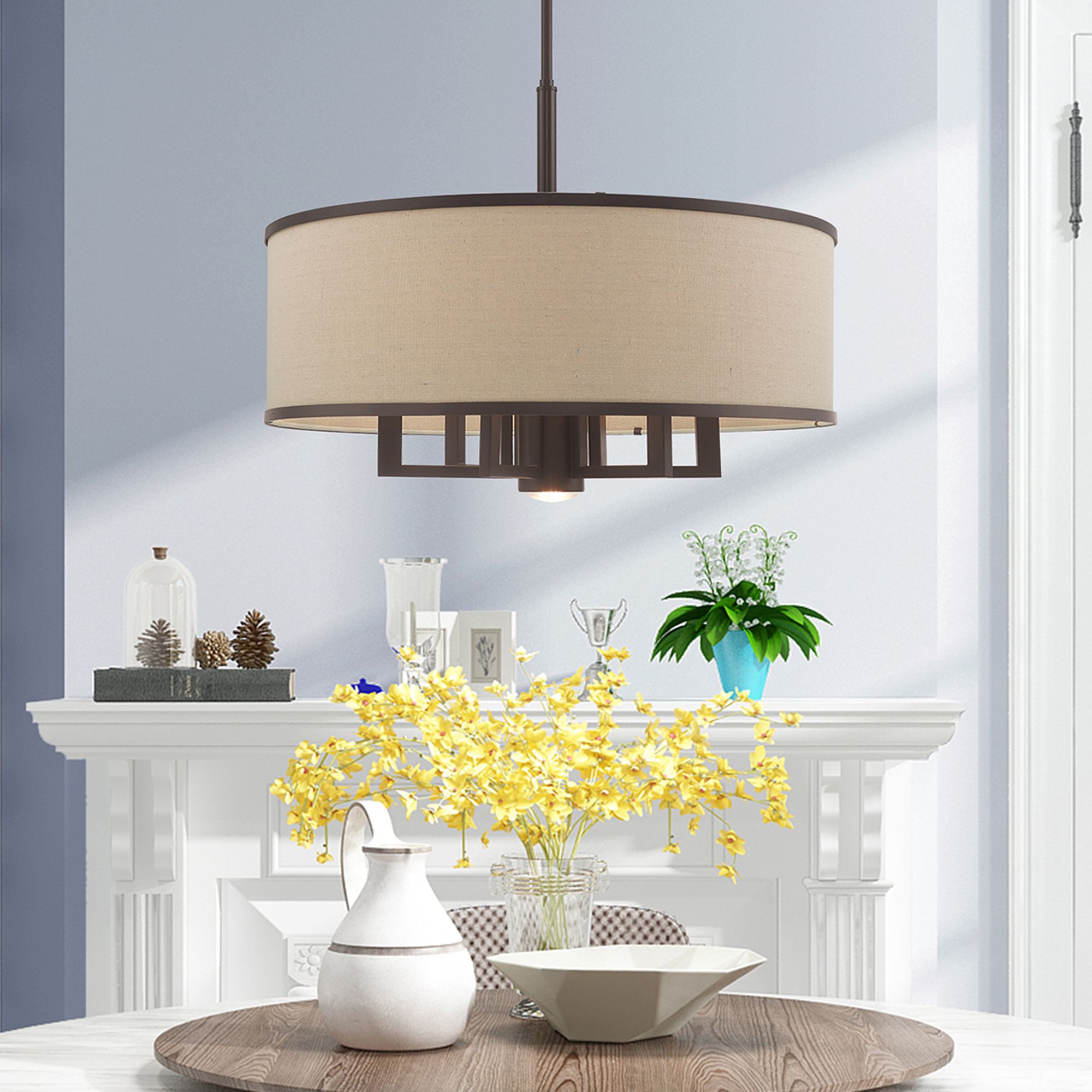 Livex Park Ridge 24" Wide Bronze 6-Light Drum Pendant