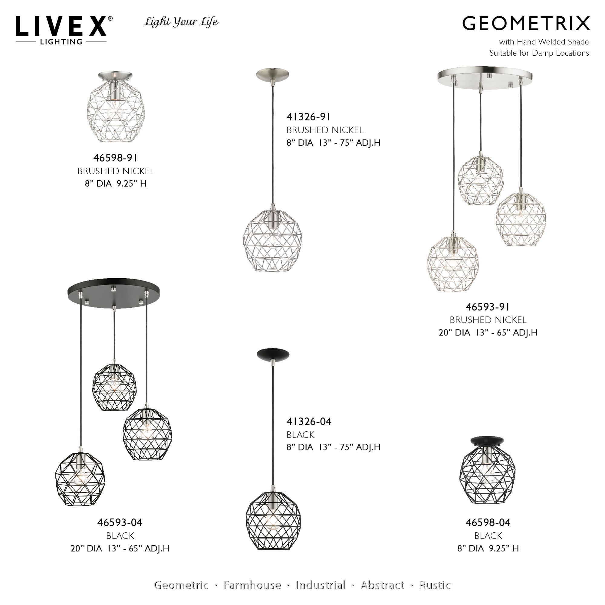 Image 3 Livex Paxten 8" Wide Brushed Nickel Mini Pendant more views