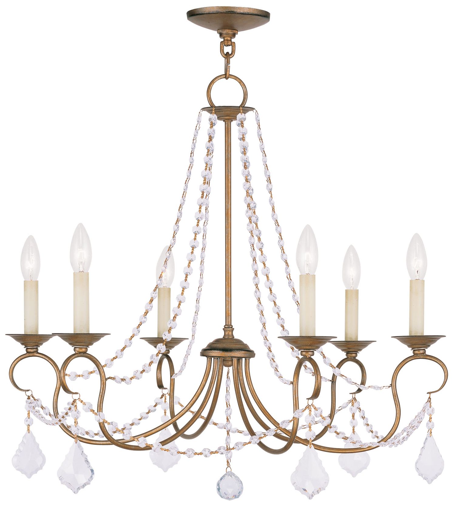 Livex Pennington 28"W Antique Gold Leaf 6-Light Chandelier