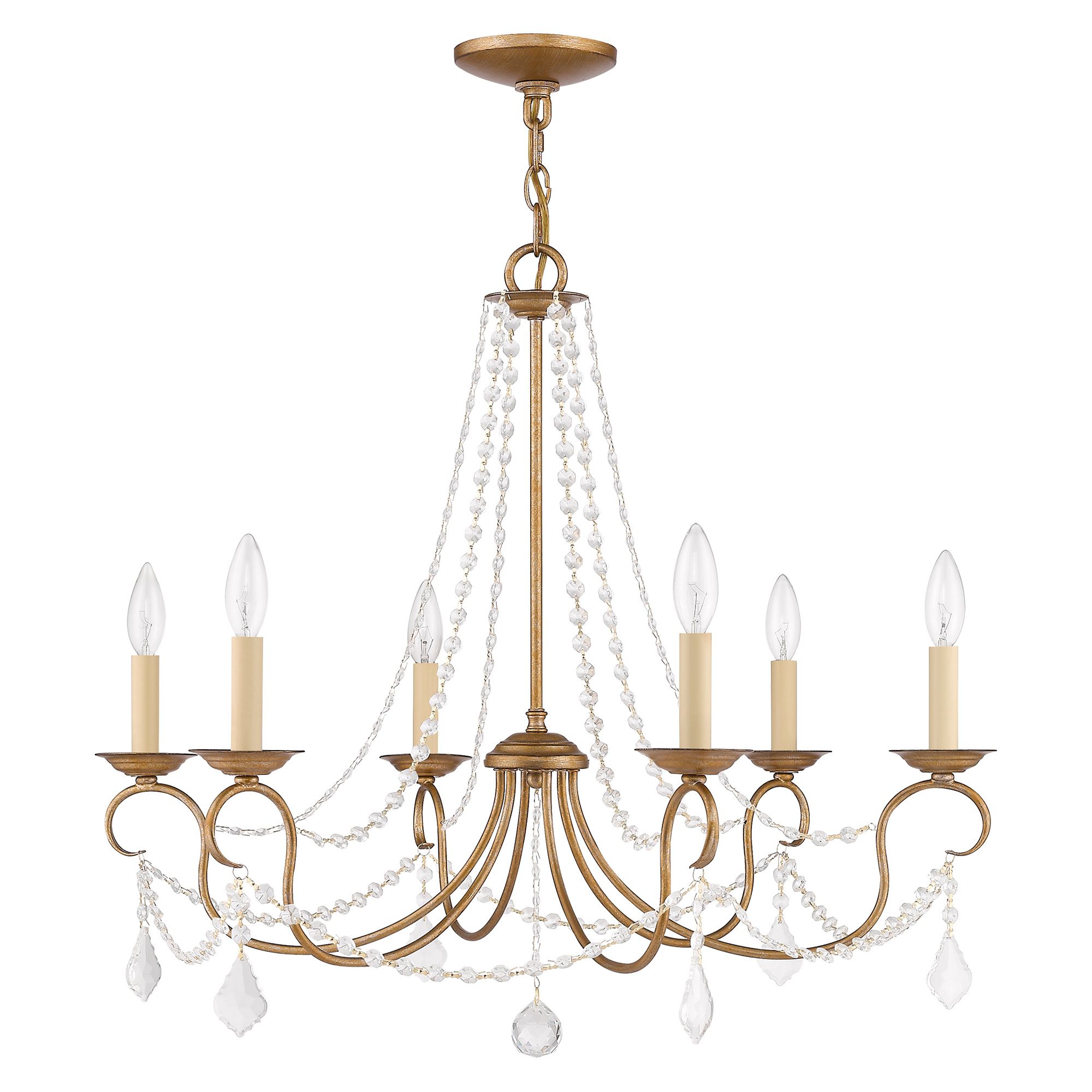 Image 3 Livex Pennington 28"W Antique Gold Leaf 6-Light Chandelier more views