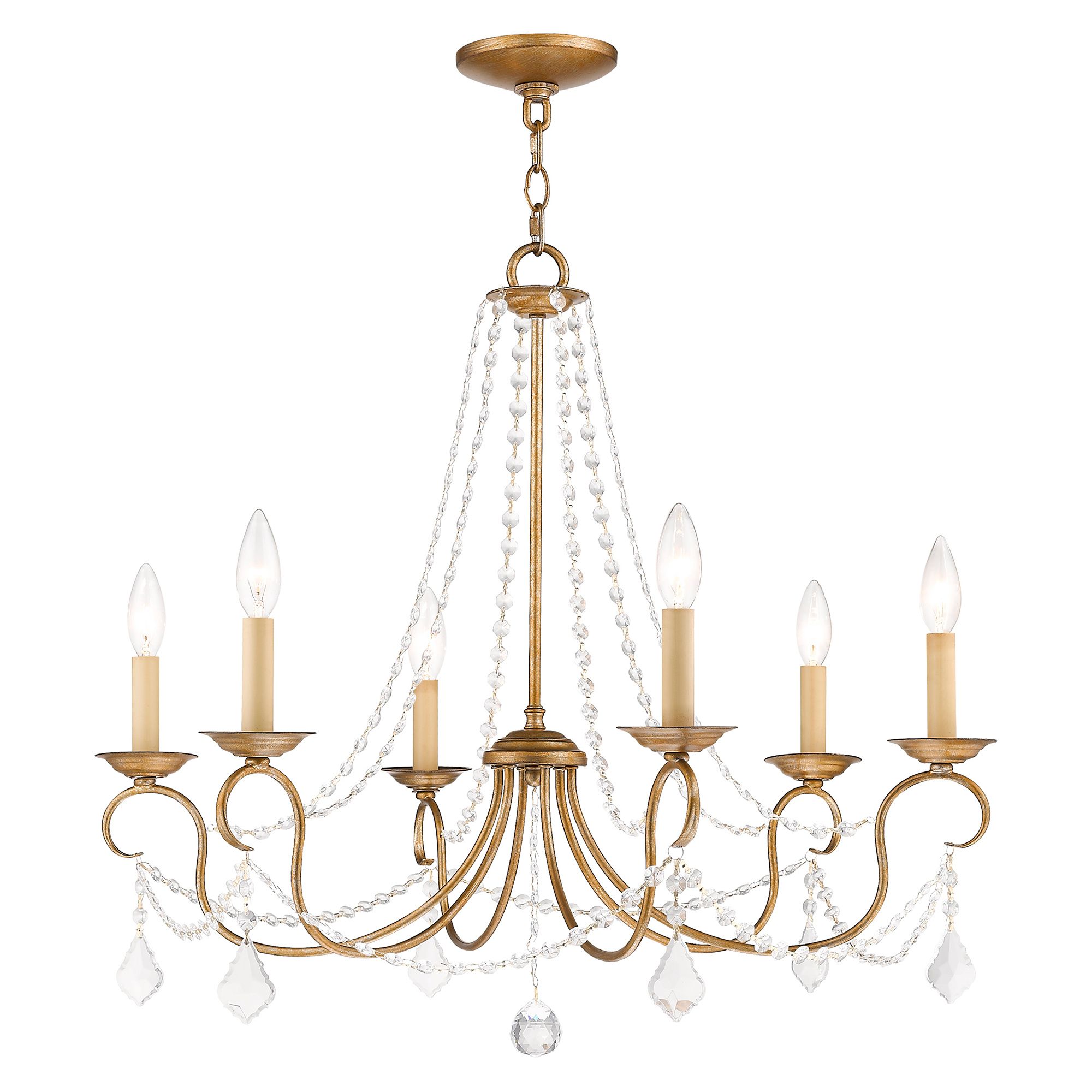 Image 4 Livex Pennington 28"W Antique Gold Leaf 6-Light Chandelier more views