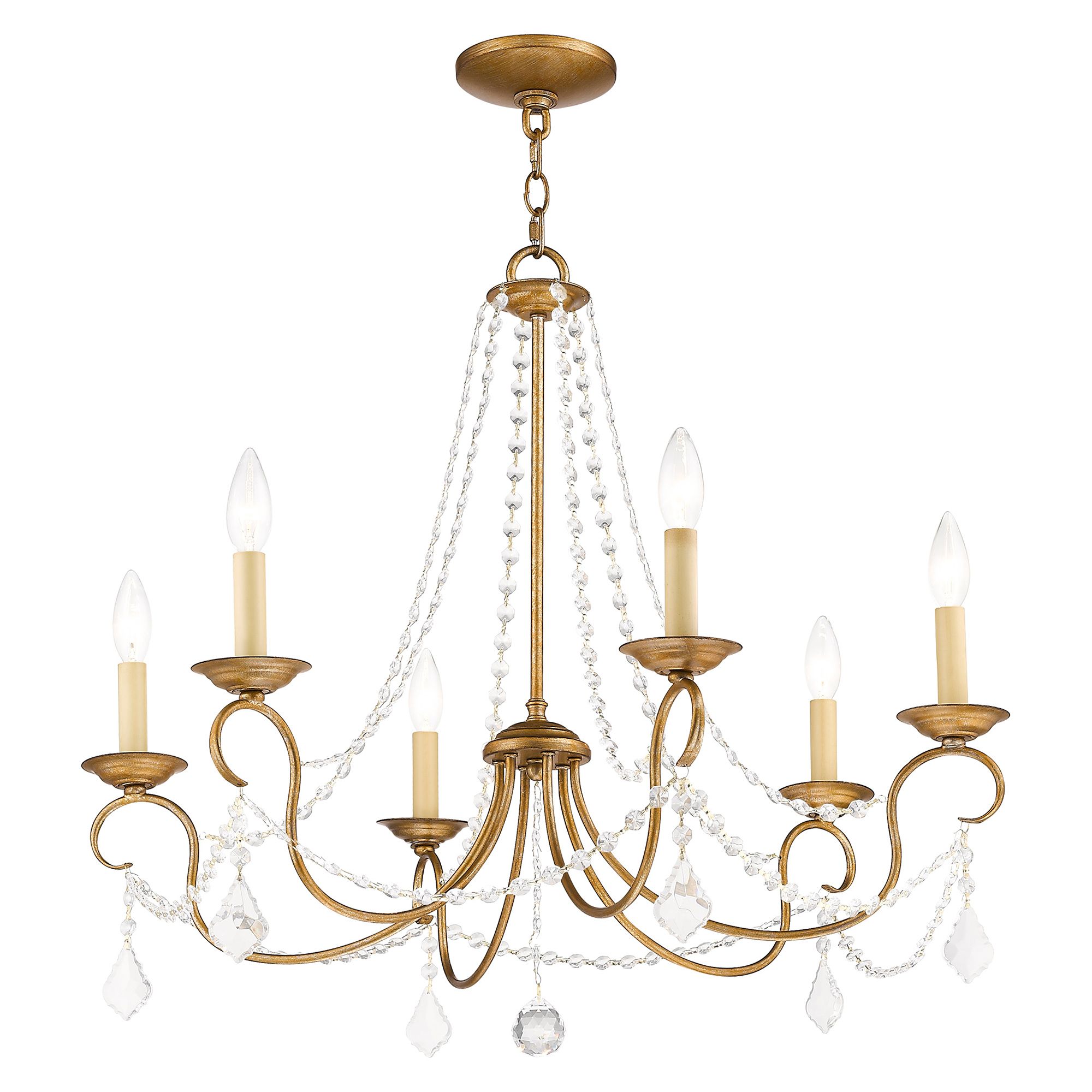 Image 5 Livex Pennington 28"W Antique Gold Leaf 6-Light Chandelier more views
