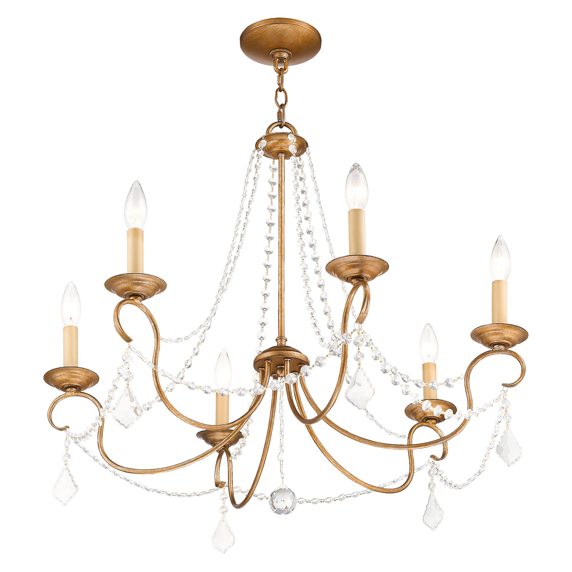 Image 6 Livex Pennington 28"W Antique Gold Leaf 6-Light Chandelier more views